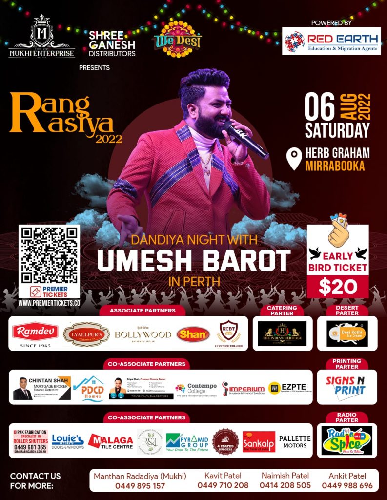 Rang Rasiya 2022 - Umesh Barot in Perth Rang Rasiya 2022 - Umesh Barot in Perth