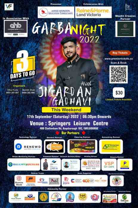 Garba Night 2022 with Jigardan Gadhavi in Melbourne