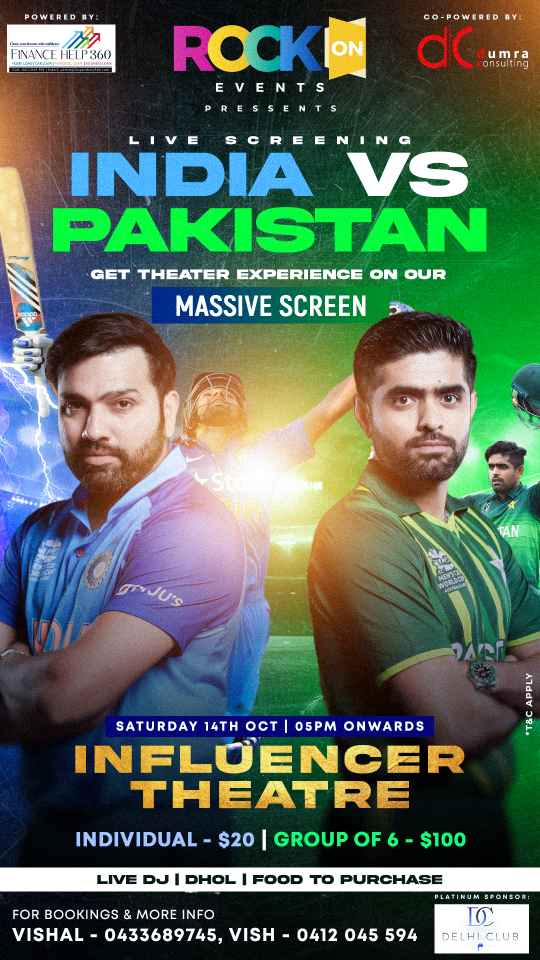 Live Screening India VS Pakistan - Get Theater Experience On Our Massive Screen Live Screening India VS Pakistan - Get Theater Experience On Our Massive Screen