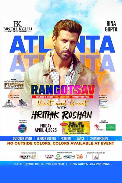 Atlanta’s First Outdoor Holi Bash with Hrithik Roshan 2025 Atlanta’s First Outdoor Holi Bash with Hrithik Roshan 2025