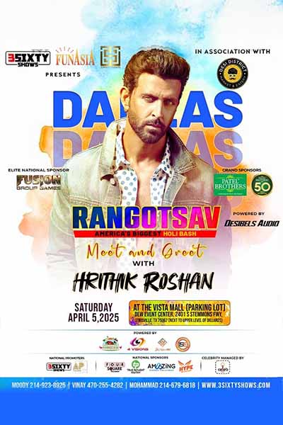 Holi Celebration & Exclusive Meet & Greet with Hrithik Roshan – Dallas 2025