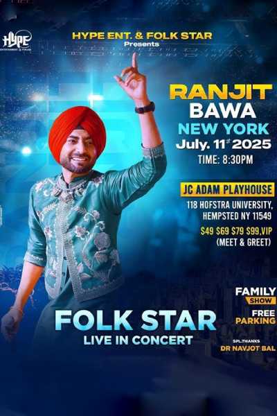 Folk Star Live Concert in New York By Ranjit Bawa 2025