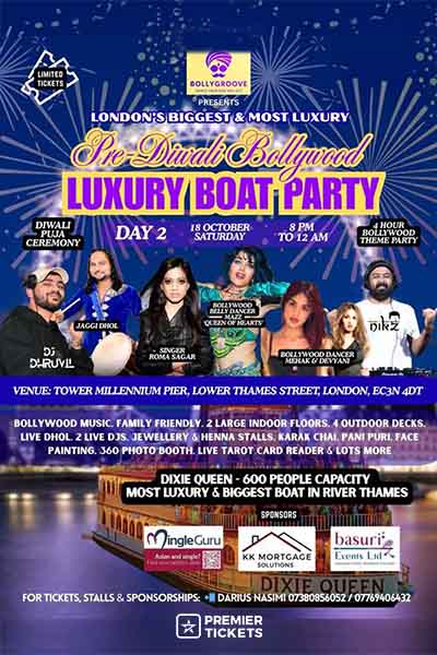 DAY 2 – LONDON’S BIGGEST & MOST LUXURY PRE-DIWALI BOLLYWOOD BOAT PARTY 2025