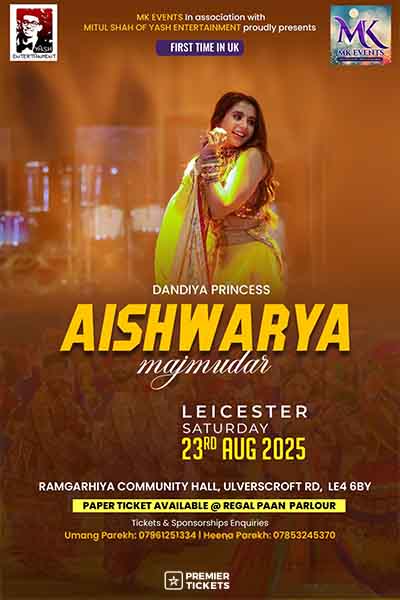 Garba With Dandiya Princess Aishwarya Majmudar In Leicester Aug 2025
