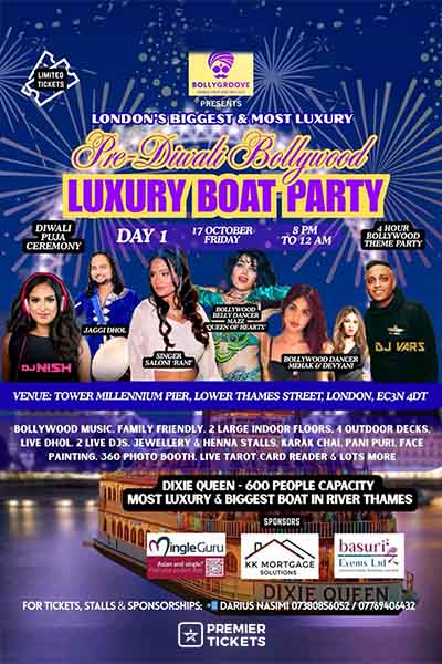DAY 1 – LONDON’S BIGGEST & MOST LUXURY PRE – DIWALI BOLLYWOOD BOAT PARTY 2025