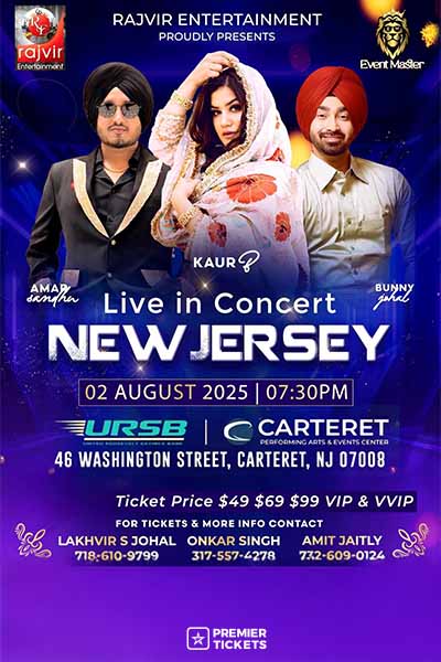 Kaur B, Amar Sandhu, Bunny Johal – Live in Newjersey for One Epic Night!