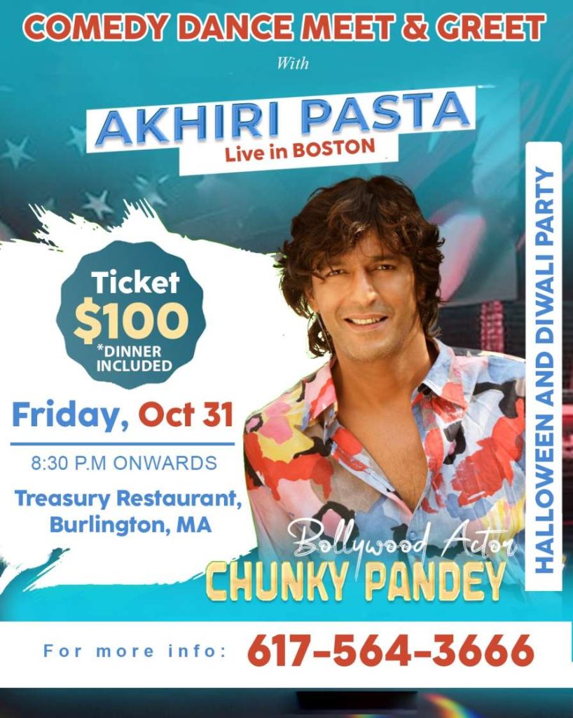 Halloween and Diwali Party with Aakhri Pasta Chunky Pandey in Boston Halloween and Diwali Party with Aakhri Pasta Chunky Pandey in Boston