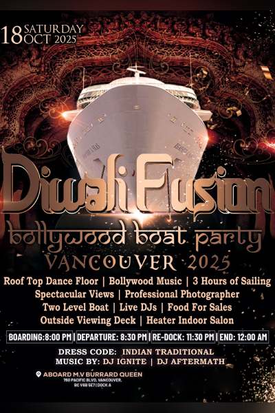 Diwali Fusion Bollywood Boat Party Vancouver 2025 Diwali Fusion Bollywood Boat Party Vancouver 2025