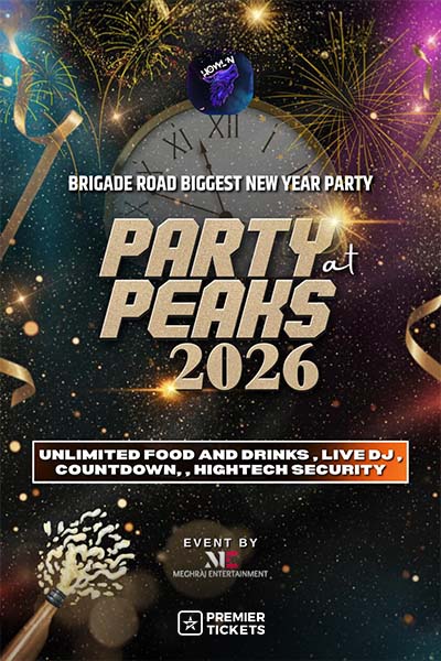 Party at peaks 2026- Brigade road biggest New year party