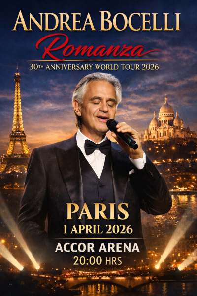 Andrea Bocelli: Romanza – 30th Anniversary World Tour 2026 | Paris 1 Apr