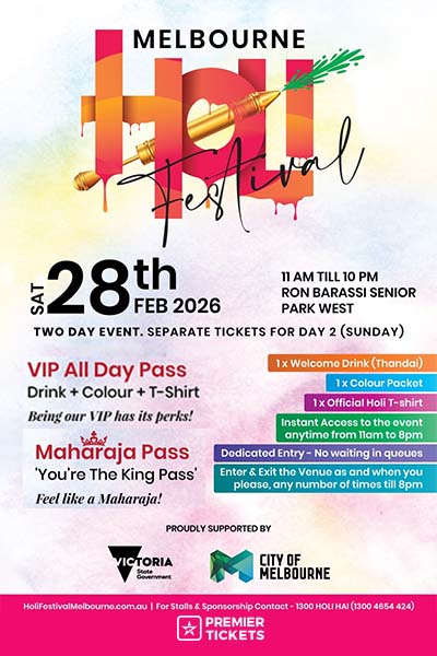 Holi Festival Melbourne CBD - 28th Feb 2026