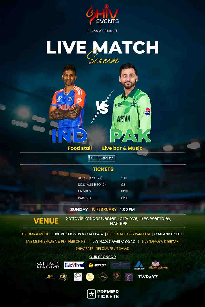 INDIA Vs PAKISTAN Cricket Match Live Event 2026 - Wembley