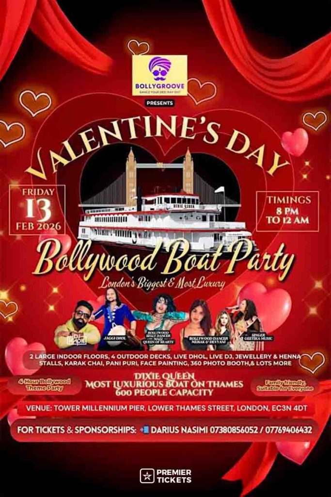 LONDON'S BIGGEST & MOST LUXURY VALENTINE'S DAY BOLLYWOOD BOAT PARTY 2026 LONDON'S BIGGEST & MOST LUXURY VALENTINE'S DAY BOLLYWOOD BOAT PARTY 2026