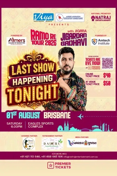 Ramo Re Tour 2026 with Jigardan Gadhavi Brisbane