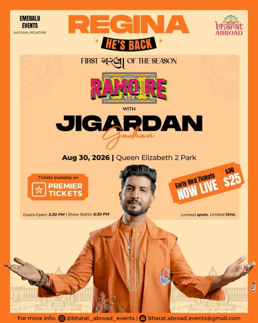 Ramo Re Tour 2026 with Jigardan Gadhavi in Regina