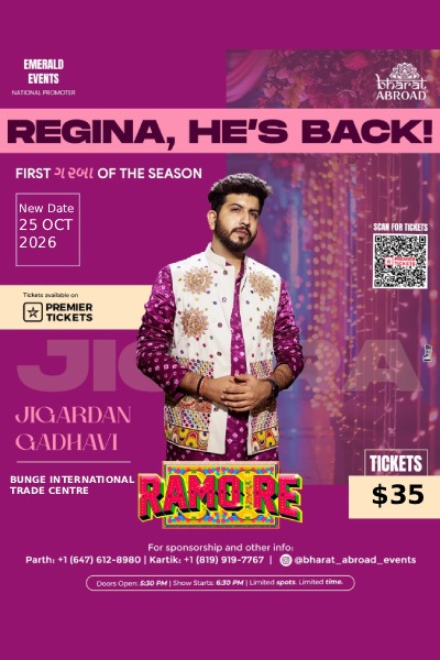 Ramo Re Tour 2026 with Jigardan Gadhavi in Regina