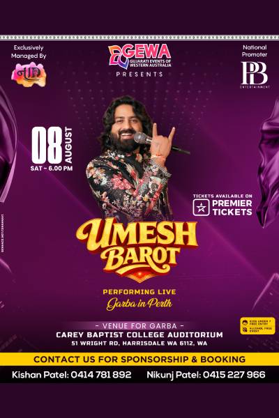 Garba 2026 with Umesh Barot in Perth