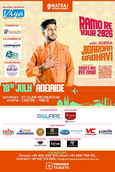 Ramo Re Tour 2026 with Jigardan Gadhavi Adelaide