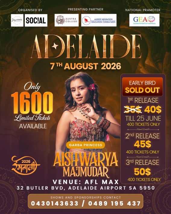 Rangtali 2026 With Aishwarya Majmudar in Adelaide
