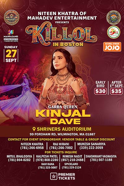 Kinjal Dave Live Killol in Boston - Biggest Garba Night 2026