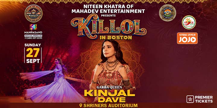 Kinjal Dave Live Killol in Boston - Biggest Garba Night 2026