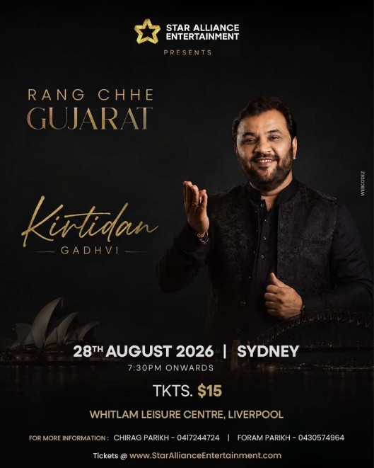 Rang Che Gujarat 2026 with Kirtidan Gadhvi in Sydney
