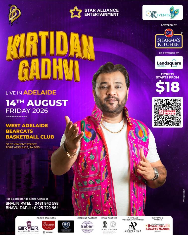 Rang Che Gujarat 2026 with Kirtidan Gadhvi in Adelaide