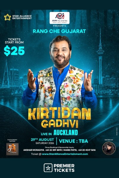 Rang Che Gujarat 2026 with Kirtidan Gadhvi in Auckland
