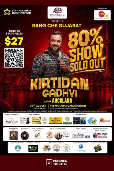 Rang Che Gujarat 2026 with Kirtidan Gadhvi in Auckland