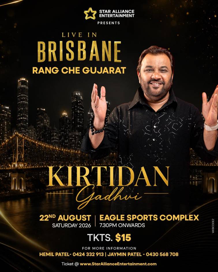 Rang Che Gujarat 2026 with Kirtidan Gadhvi in Brisbane