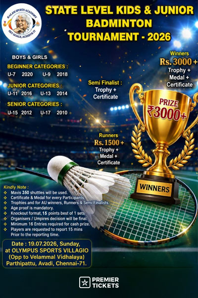 STATE LEVEL KIDS & JUNIOR BADMINTON TOURNAMENT – 2026
