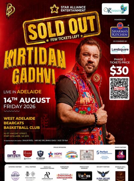 Rang Che Gujarat 2026 with Kirtidan Gadhvi in Adelaide