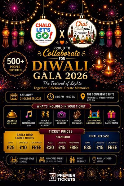 Diwali Gala 2026 | Birmingham Dinner, DJ & Family Celebration